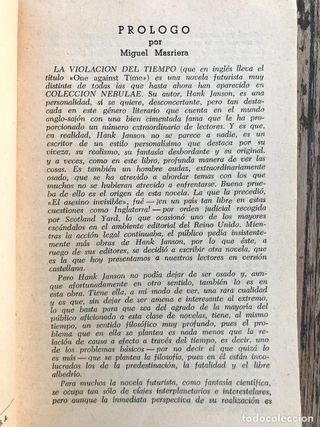 LA VIOLACIÓN DEL TIEMPO. HANK JANSON. NEBULAE 1955