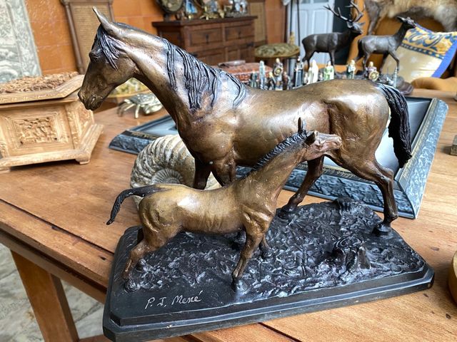 Escultura bronce pierre jules mene caballos