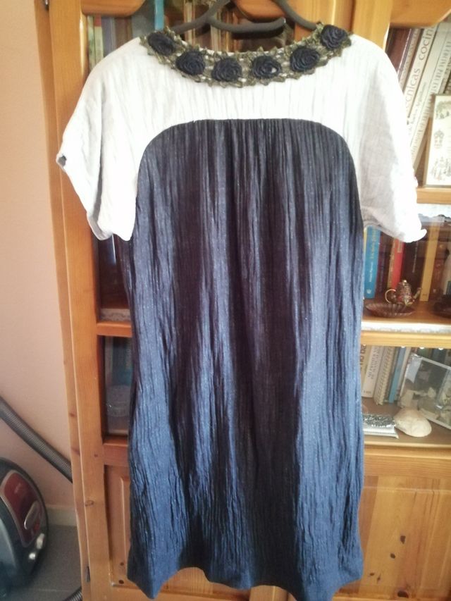 vestido 42 negro y blanco