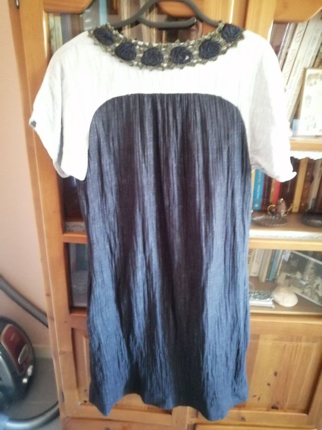 vestido 42 negro y blanco