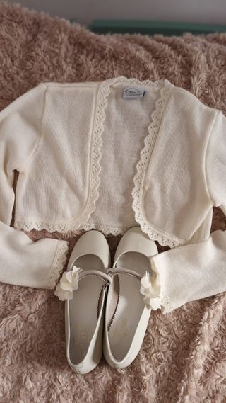 Vestido de comunión con zapatos y chaqueta