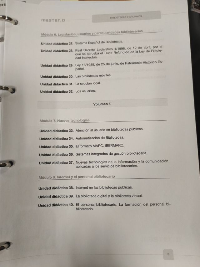 Temario oposiciones Auxiliar de Bibliotecas