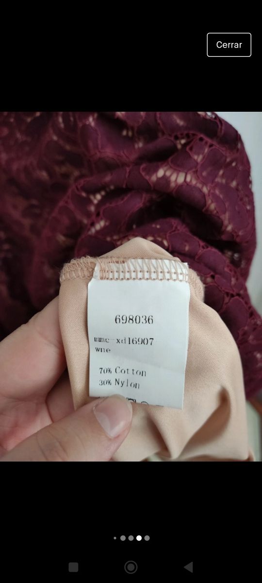 Vestido encaje granate Shein