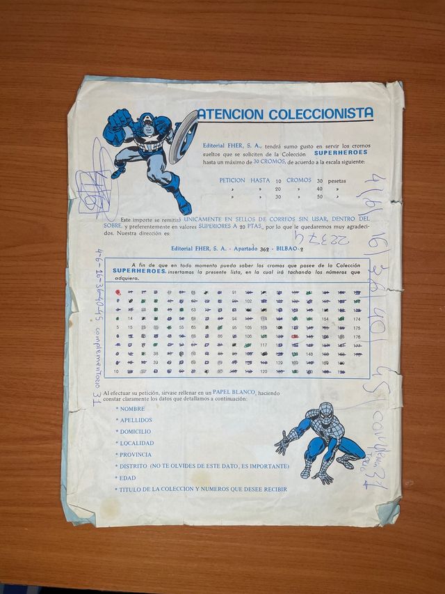 Album de cromos de Superheroes de Marvel