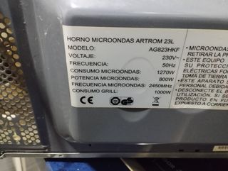 PIEZAS MICROONDAS ARTRON MODELO AG823HKF