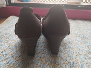 Bailarinas cuña chocolate  suela crepe