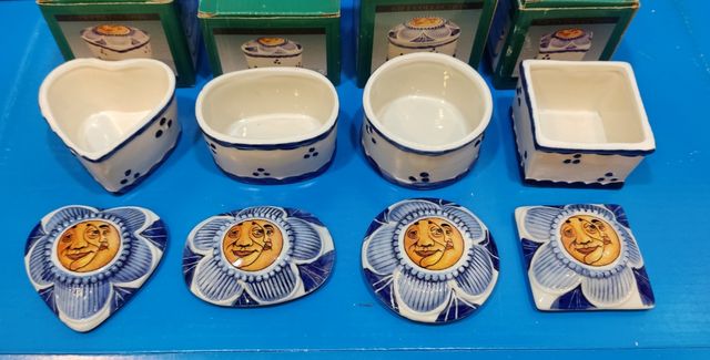 Lote de 4 Joyeros cajitas de porcelana Luna 