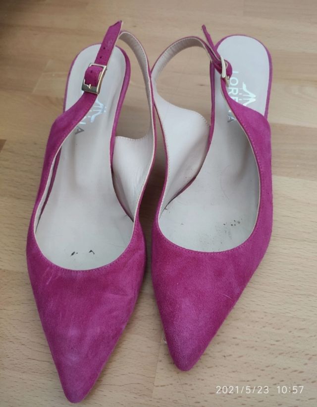 Zapatos de ante fucsia mujer