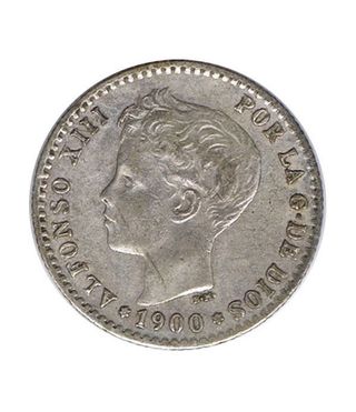 50 Céntimos Plata 1900 *00 Alfonso XIII SM V. MBC