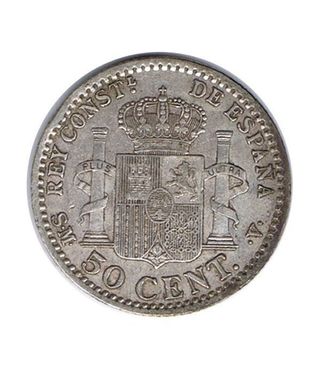50 Céntimos Plata 1900 *00 Alfonso XIII SM V. MBC