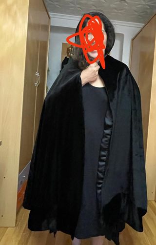 capa de terciopelo negra, para traje de fiesta/reg