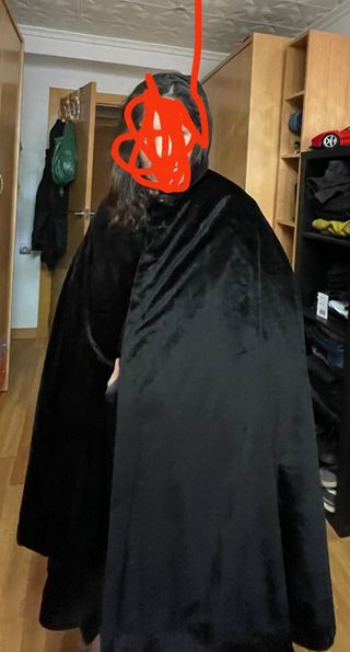 capa de terciopelo negra, para traje de fiesta/reg