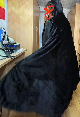 capa de terciopelo negra, para traje de fiesta/reg