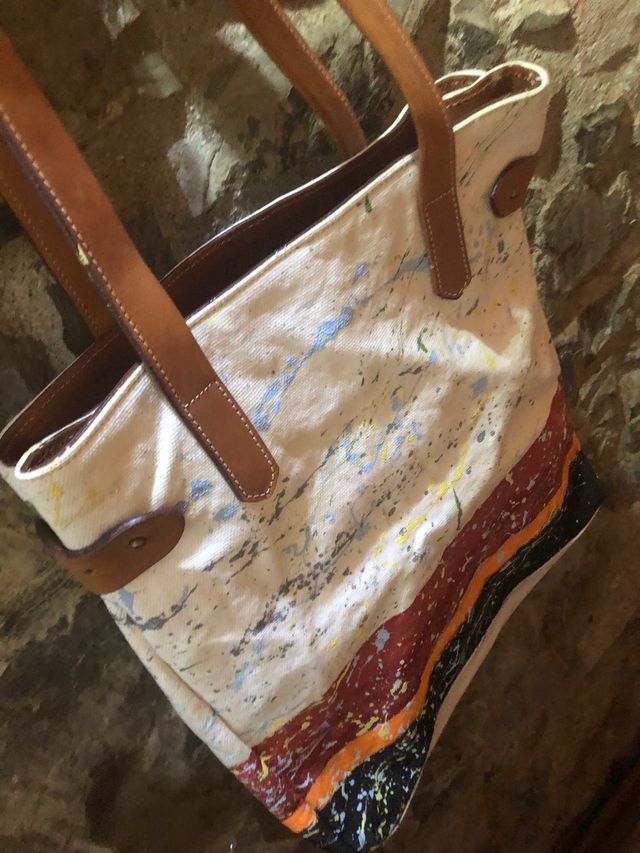 Borsa in tela dipinta a mano