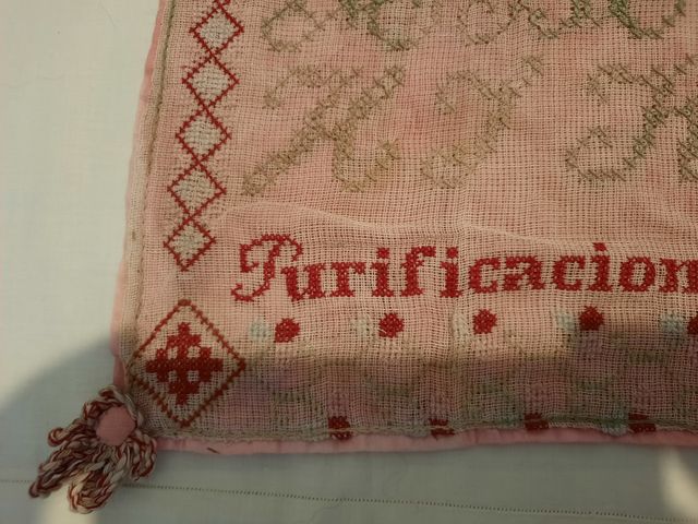 ABECEDARIO BORDADO PUNTO DE CRUZ.ANTIGUO 1901.