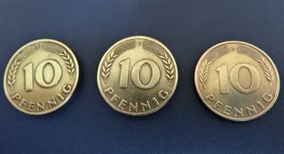 10 Pfennig 1950F/1972G/1981D (Germania)