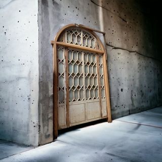 Puerta en arco modernista