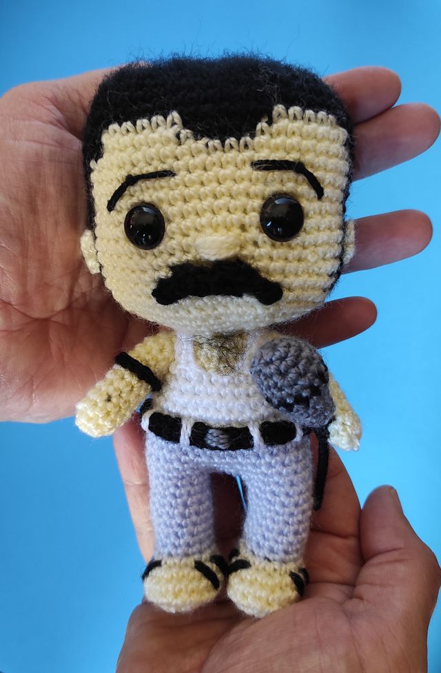 Freddie Mercury, Amigurumi, muñeco crochet único
