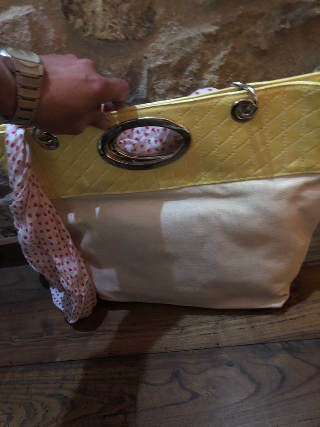 Borsa in paglia dipinta a mano +foulard