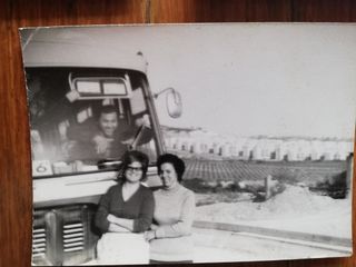 * Lote fotografías antiguas con autobús Avia Seida