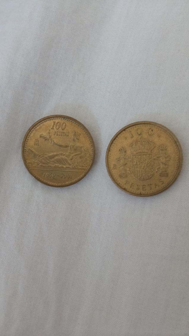 100 pesetas españa 1998 y otra 2001