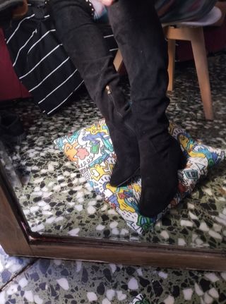 Botas altas serraje negras 41