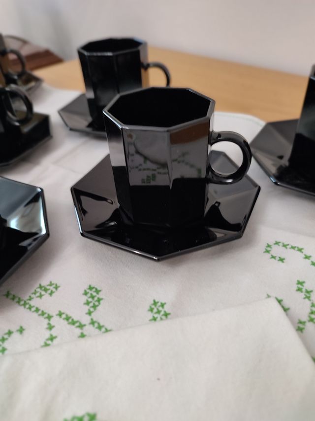 Juego de café, negro hexagonal