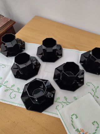 Juego de café, negro hexagonal