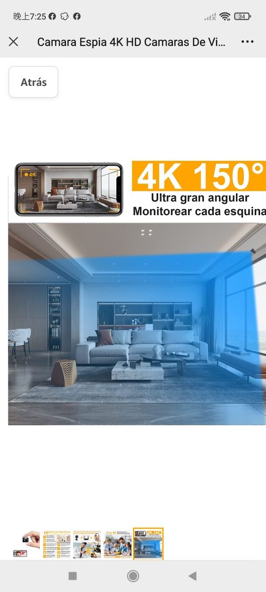 Camara Espia 4K HD Camaras De Vigilancia sin Cable