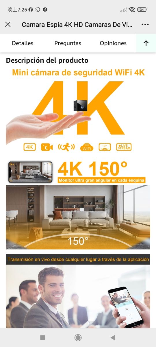 Camara Espia 4K HD Camaras De Vigilancia sin Cable