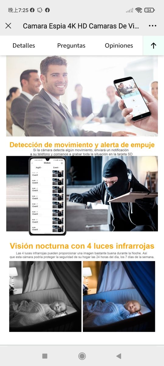 Camara Espia 4K HD Camaras De Vigilancia sin Cable