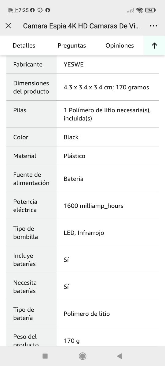 Camara Espia 4K HD Camaras De Vigilancia sin Cable