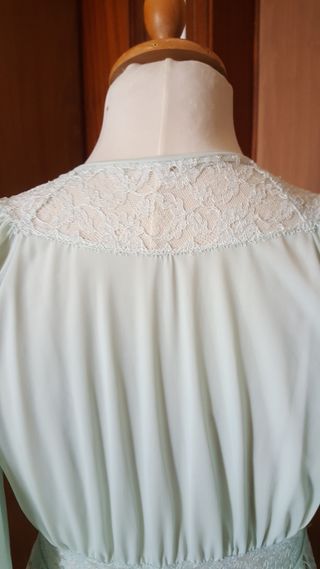 Vestaglia lunga vintage in maglina e merletto