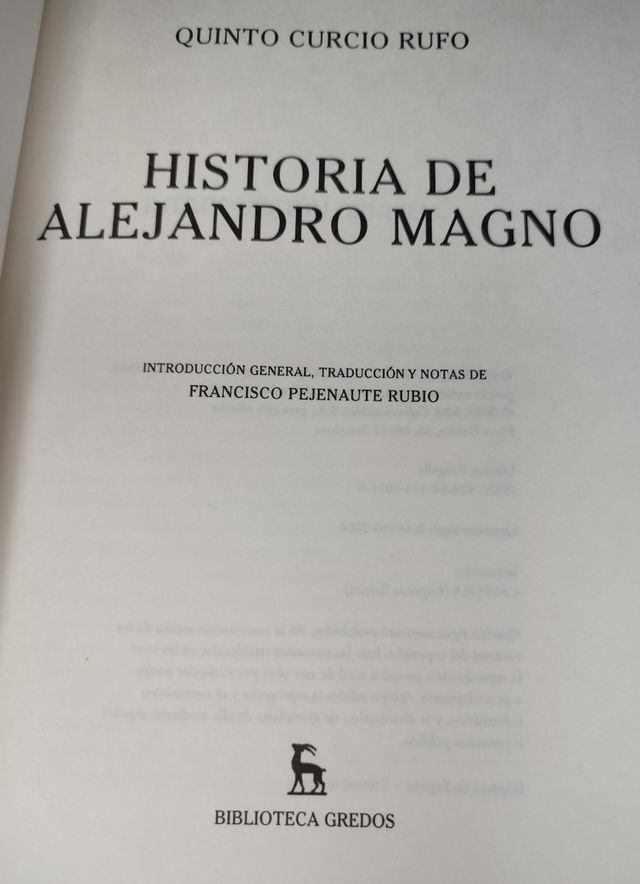 Historia de Alejandro Magno Quinto Curcio Rufo de segunda mano por 32