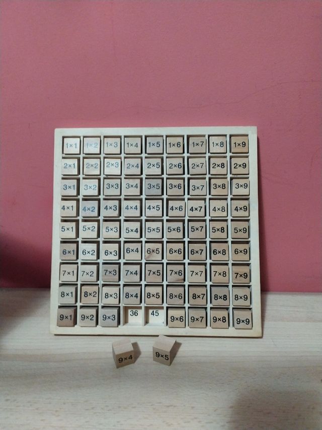 Tablas de multiplicar de madera
