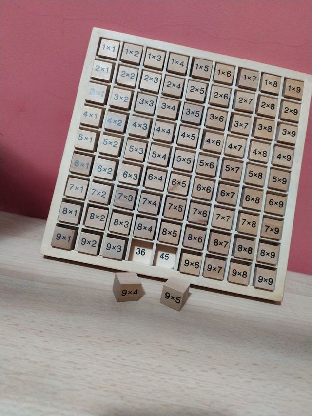 Tablas de multiplicar de madera