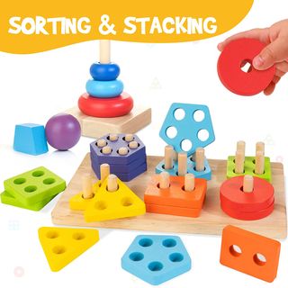 ★ Cubo de Actividades Madera 6 en 1, Bebes 12M+