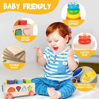 ★ Cubo de Actividades Madera 6 en 1, Bebes 12M+