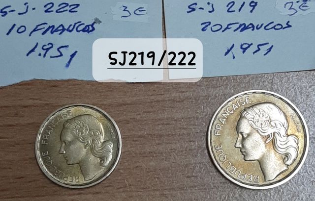lote 2 monedas de 10 y 20 francos