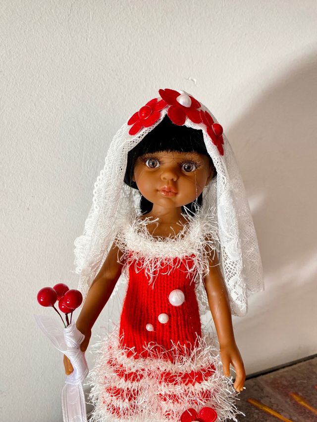 Vestido tricot muñeca Paola Reina y accesorios