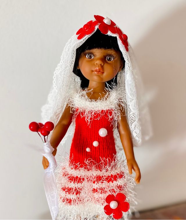 Vestido tricot muñeca Paola Reina y accesorios