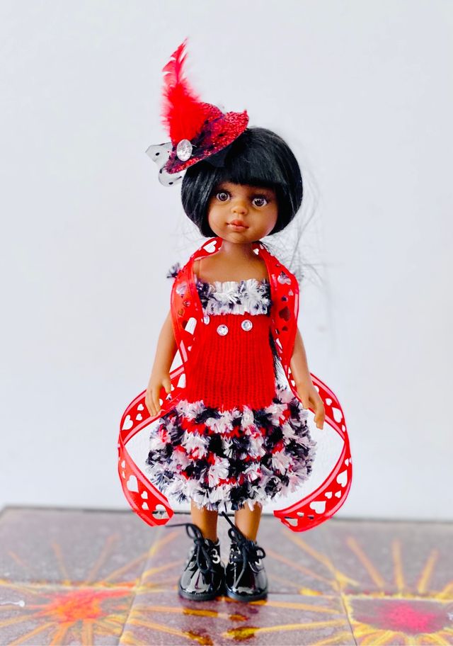 Vestido tricot para Paola Reina rojo y negro