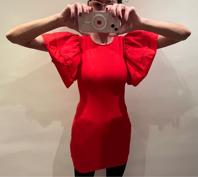 Vestido rojo volantes Zara