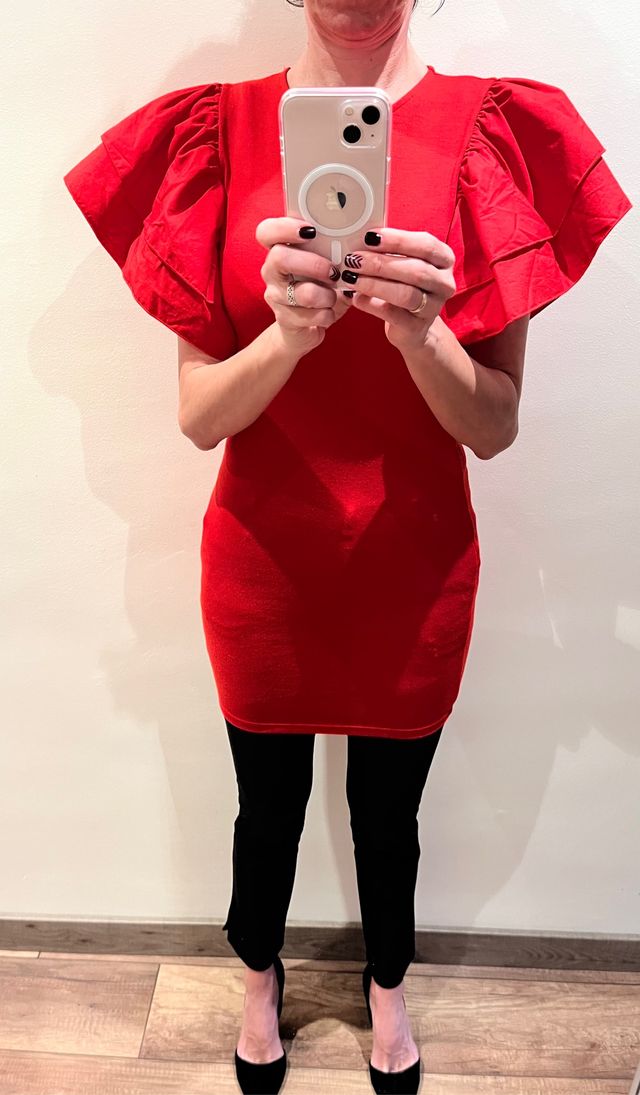 Vestido rojo volantes Zara