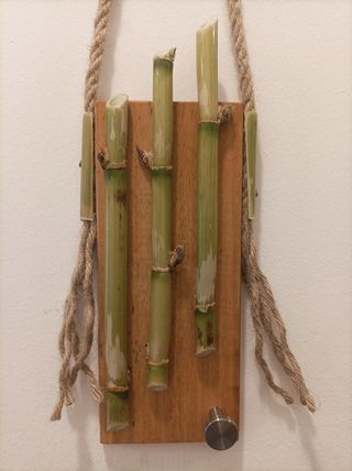 decoración porta llaves en madera y bambú