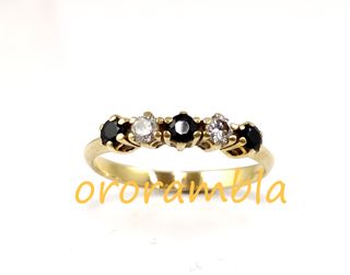 Anillo oro 18k-diamantes y zafiros 