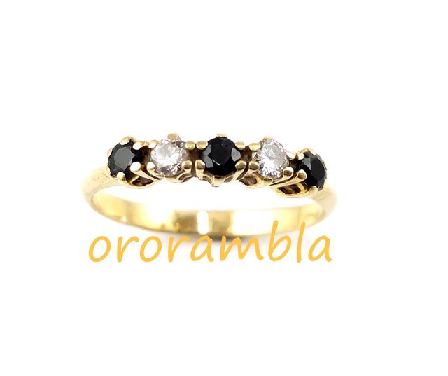 Anillo oro 18k-diamantes y zafiros