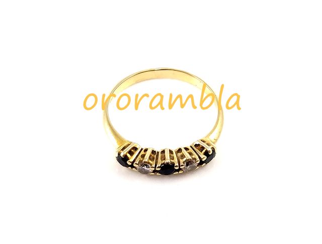 Anillo oro 18k-diamantes y zafiros