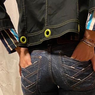 Blazer donna vintage nero e fluo