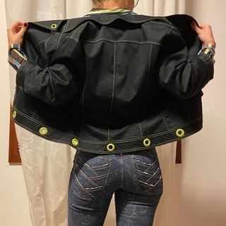 Blazer donna vintage nero e fluo